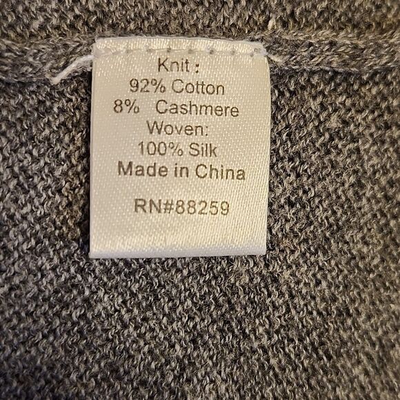 Subtle Luxury cotton cashmere & silk layered sweater, charcoal S/M - Picture 7 of 8